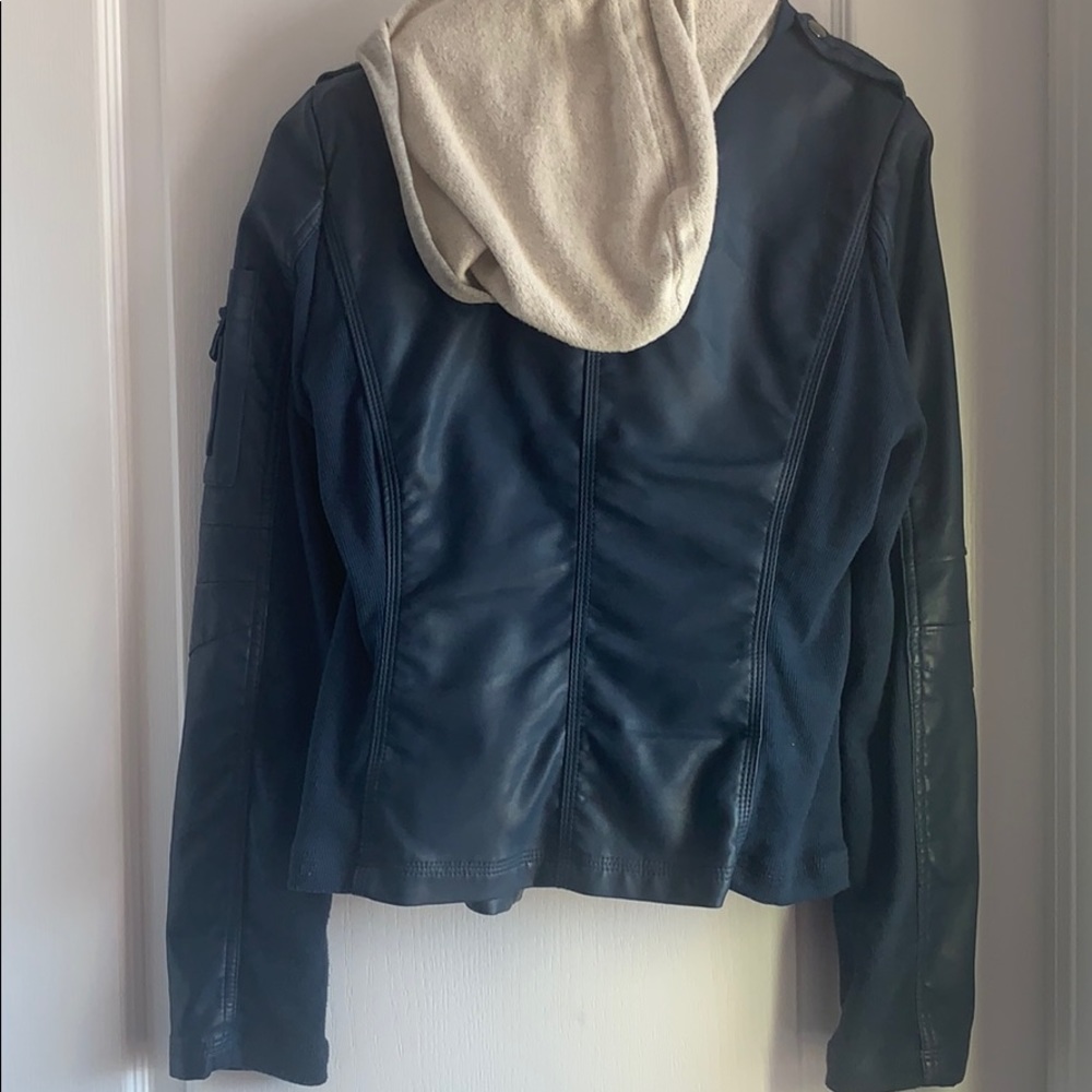 Black Rivet Blue Leather Jacket - Size Small - Picture 5 of 7